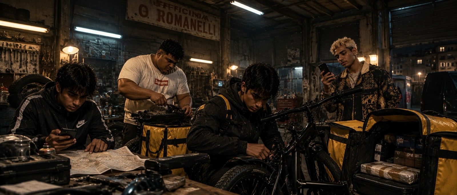 La Banda al lavoro nell'Officina Romanelli